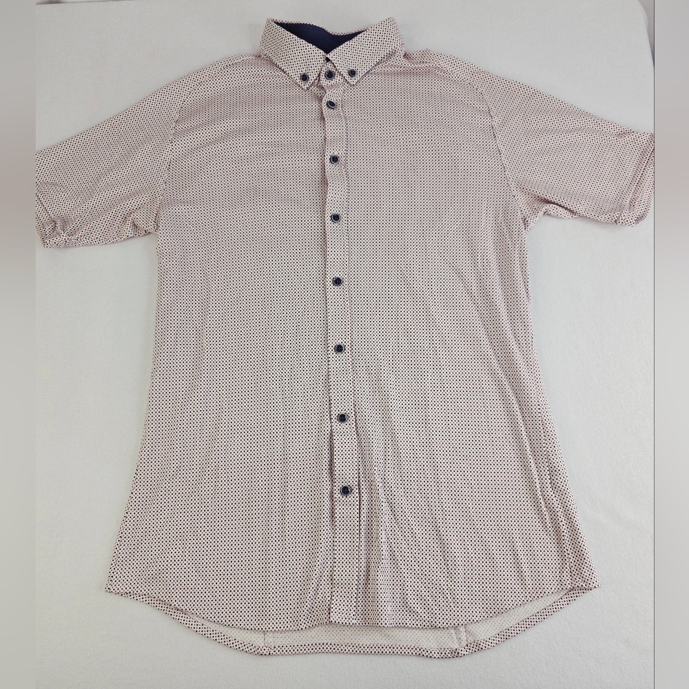 DESOTO Men's Short Sleeve Button Down Jersey Shirt Red Blue Size Medium N-3361